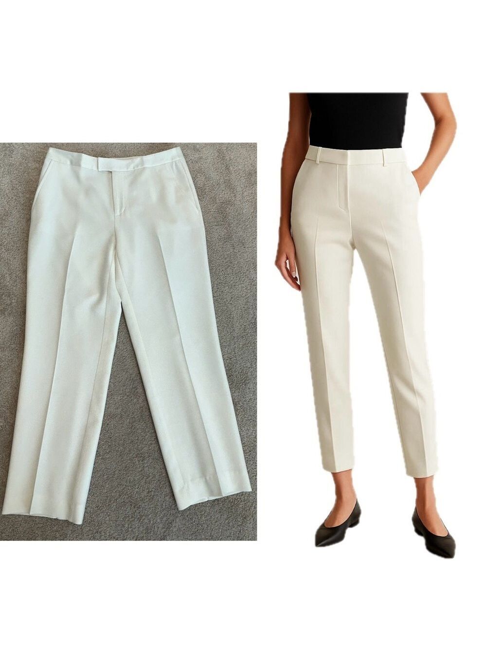 Studio by Liz Claiborne ivory white light cream tailored slim fit ankle pants 8